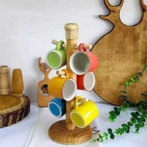 آویز فنجان چوبی